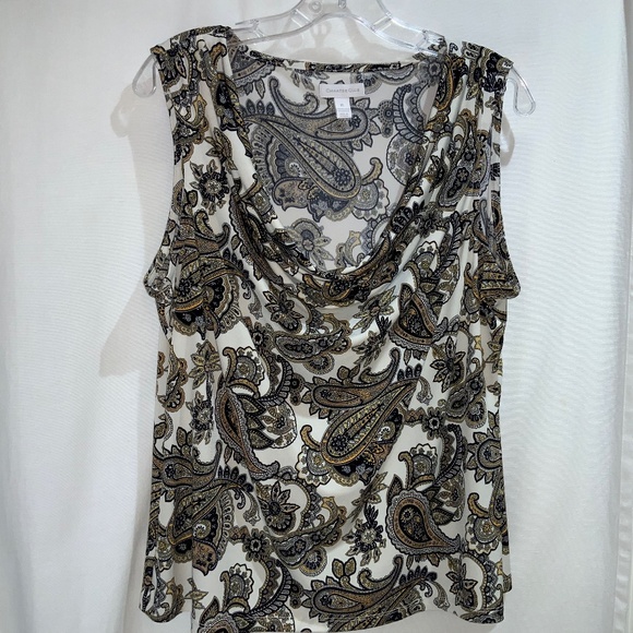 Charter Club drape front paisley blouse Sz XL sleeveless - Picture 1 of 8